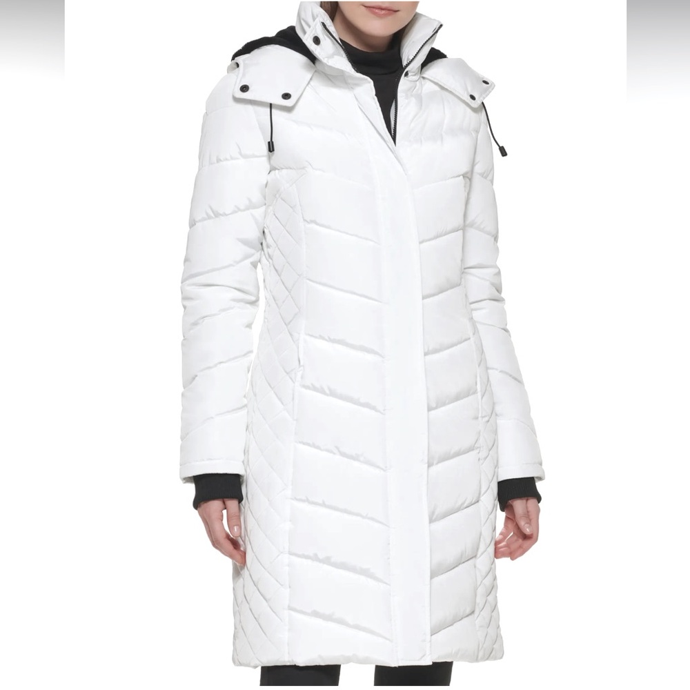 Kenneth Cole Heavyweight Fleece Lined Hood Quilted Puffer Coat NWT